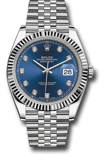 Rolex Datejust 41 Blue Diamond Dial on Jubilee 126334 Card 2021