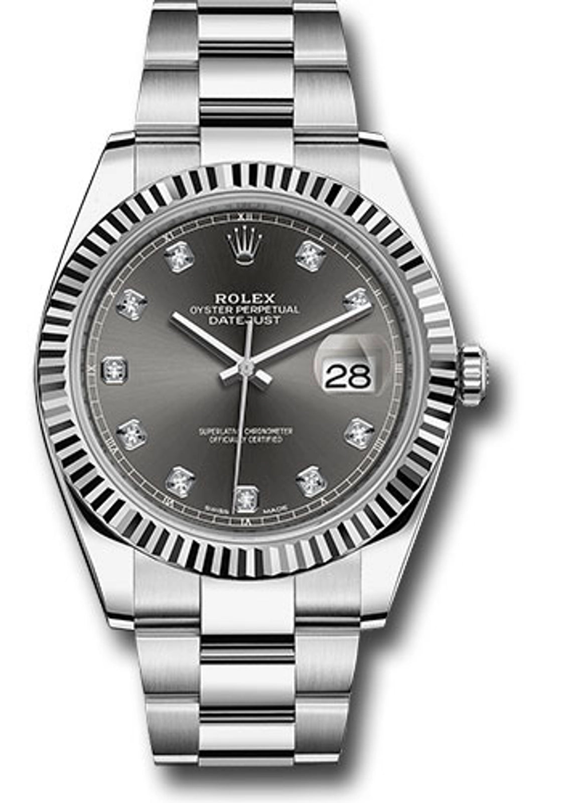 Rolex Datejust 41 Dark Rhodium Diamond Dial on Oyster 126334