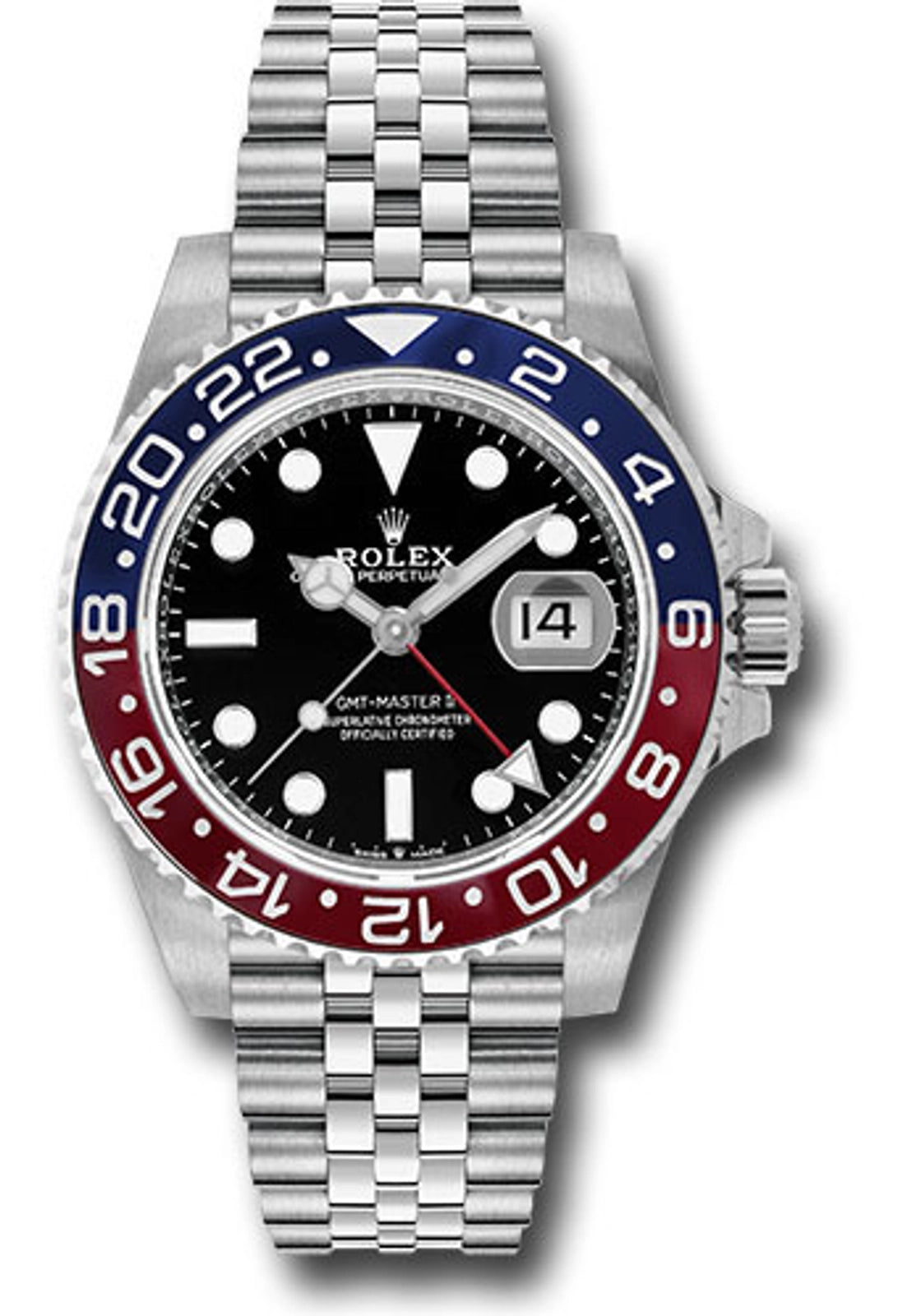 Rolex GMT-Master II Pepsi Black Dial on Jubilee 126710BLRO