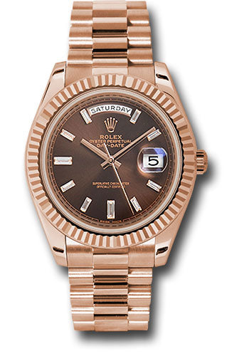 Rolex Day-Date 40 Chocolate Baguette Diamond Dial on President 228235 2024