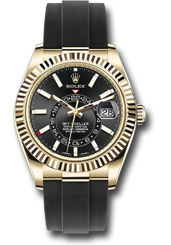 Rolex SkyDweller Black Index Dial on Oysterflex 326238 Complete 2020