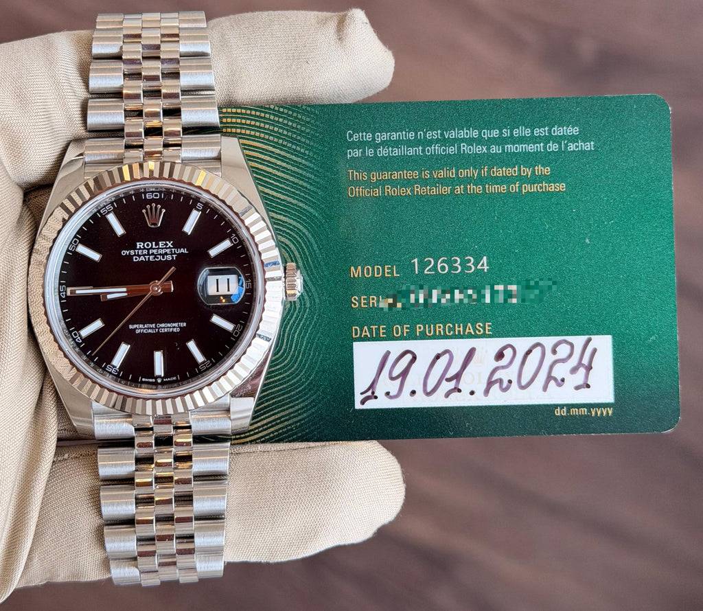 Rolex Datejust 41 Black Index Dial on Jubilee 126334 Card 2024