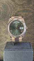 Rolex Day-Date 40 Olive Green Roman Dial on President 228235 Card 2024