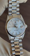 Rolex Day-Date 36 Glacier Blue Diamond Dial on President 118296