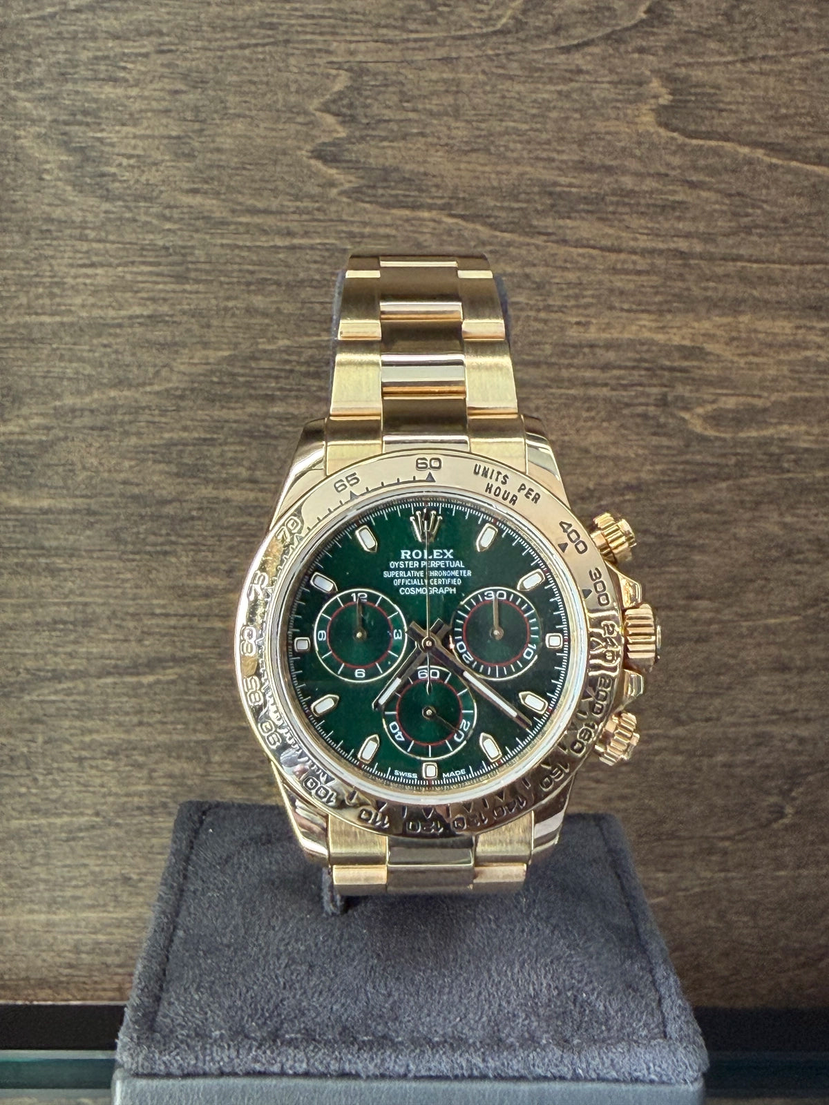 Rolex Daytona Green Stick Dial on Oyster 116508 Card 2018