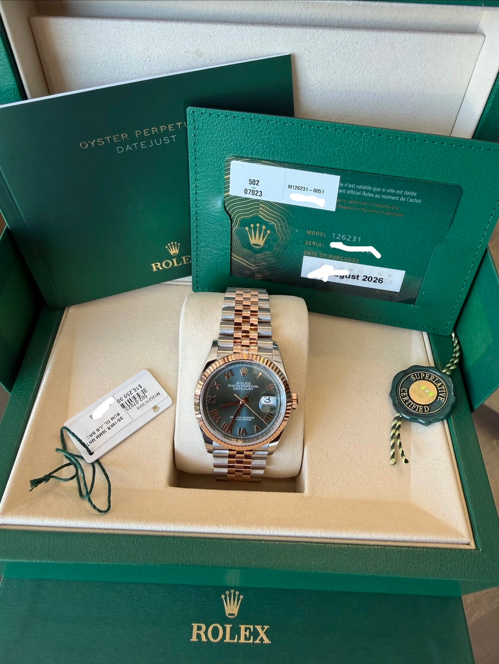 Rolex Datejust 36 Olive Green - Roman Dial on Jubilee 126231 Complete 2026