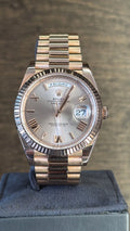 Rolex Day-Date 40 Sundust Bevelled Roman Dial on President 228235 Complete 2021