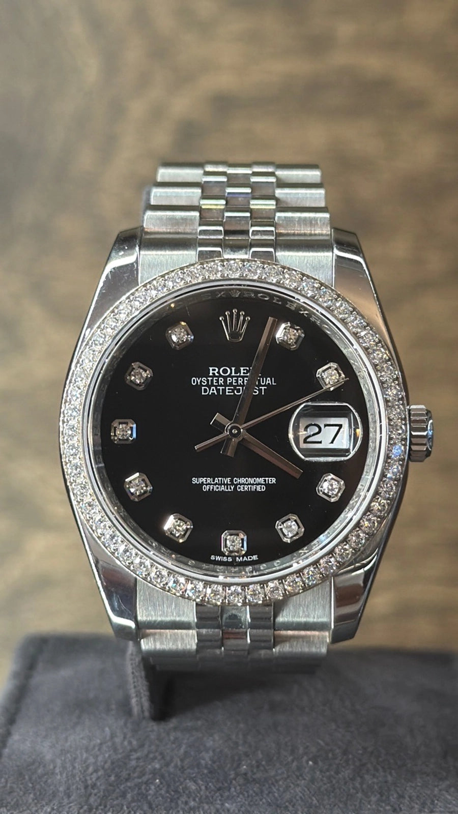 Rolex Datejust 36 Black Diamond Dial on Jubilee 126284