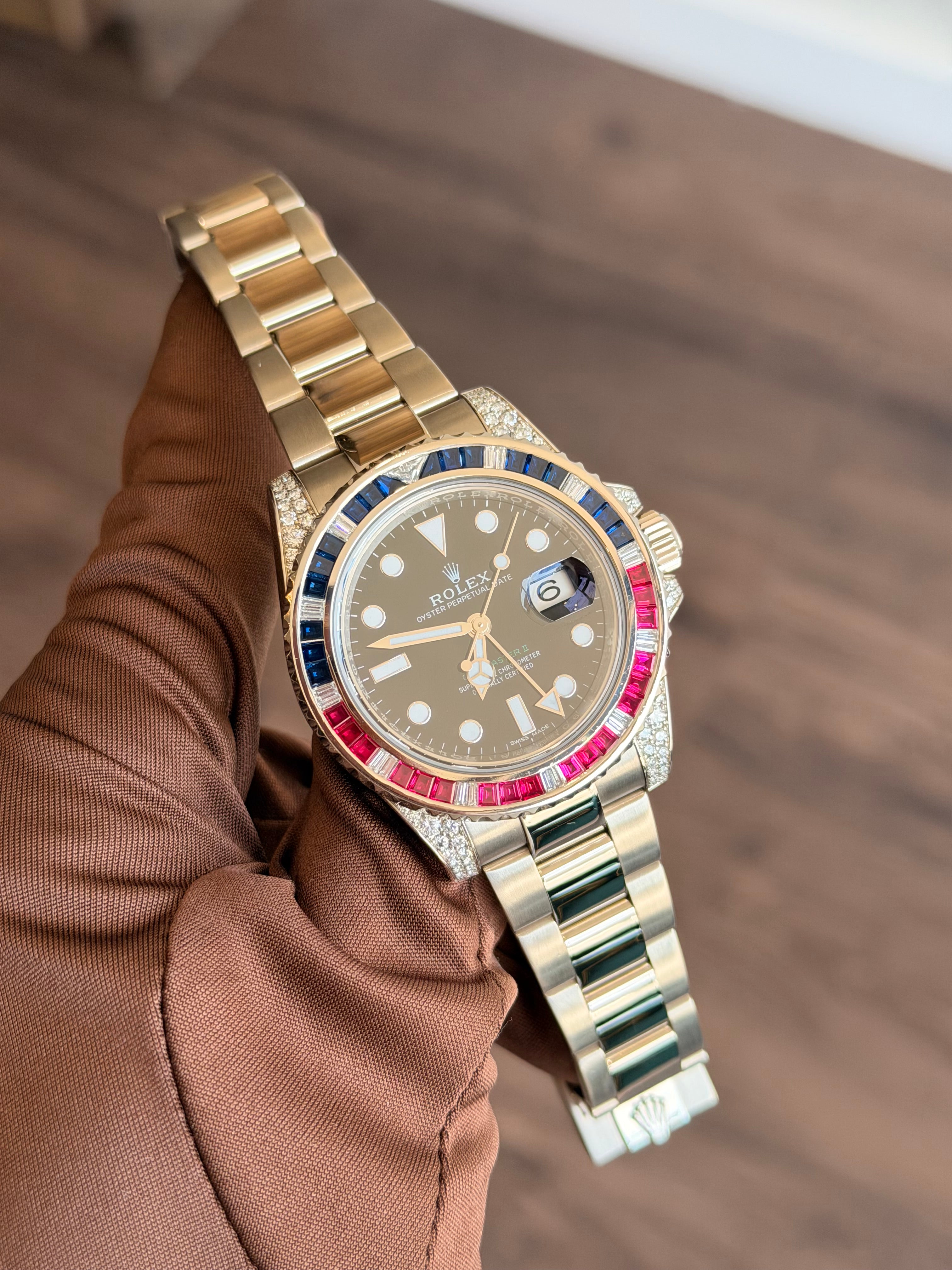 Rolex GMT-II Black Dial on Oyster 116759SARU Complete 2018